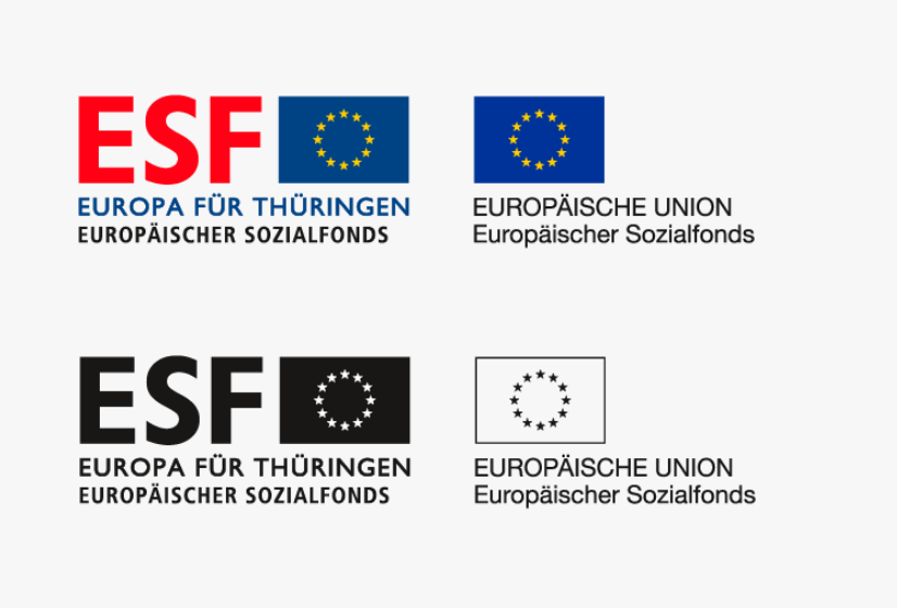 Logos des ESF in RGB und schwarz-weiß